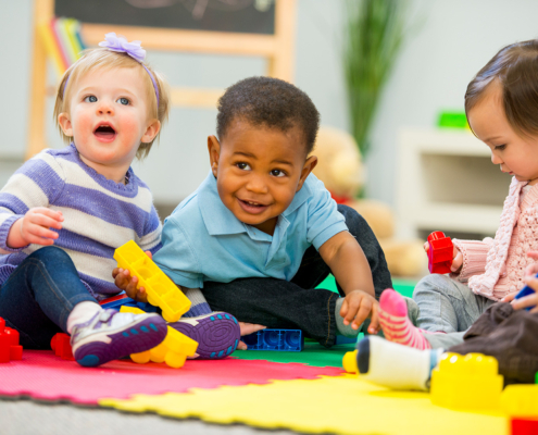 Diverse group of babies playing